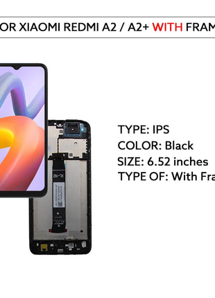 6.52 "IPS Display LCD Per Xiaomi Redmi A2 A2 + A2 Plus Touch Screen Digitizer Assembly 23028RN4DG 23028RNCAG Parti di Ricambio - riparo82