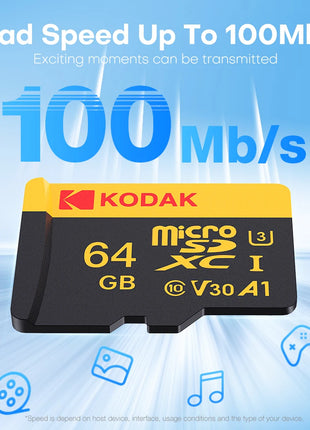 Scheda Micro SD Kodak Ultra oro nero 128 GB 32 GB 64 GB 256G Scheda di memoria TF Schede di memoria Flash Card per fotocamera del telefono + lettore di schede