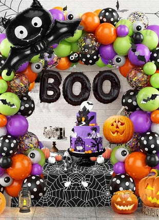 Halloween Bat Balloon Garland Arch Kit Black Orange Ballon 3D Bat Spider Sticker Eye Pumpkin Halloween Party Decoration Supplies - Riparo82