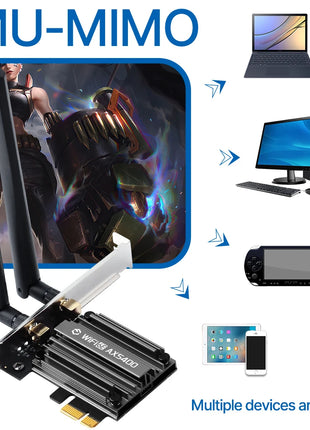 FENVI MT7922 5374Mbps WiFi 6E Adattatore BT 5.2 Tri Band 2.4G/5G/6Ghz Adattatore PCIE Wireless 802.11AX Scheda di Rete Per PC Win 10/11 - Riparo82