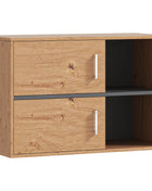 Homcom Mobile da bagno a parete con scomparti aperti e 2 ante Mobili da bagno moderni 80X35X57,5 cm Naturale