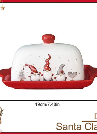 Piatto di burro di Natale Alce in ceramica Babbo Natale Dolci Torta Dessert Piatto Piatti di burro Vassoio di cibo di Natale Vassoio di formaggio Stoviglie - riparo82