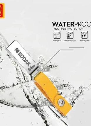 KODAK USB 2.0 Flash Drive 128GB 64GB 32GB Pen Drive impermeabile Mini Memory Stick in pelle metallo U Disk