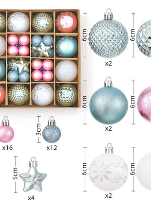 Nuovi 42 set di decorazioni natalizie Palline verniciate elettrolitiche, palline di plastica, decorazioni per finestre, pendenti per albero di Natale - riparo82