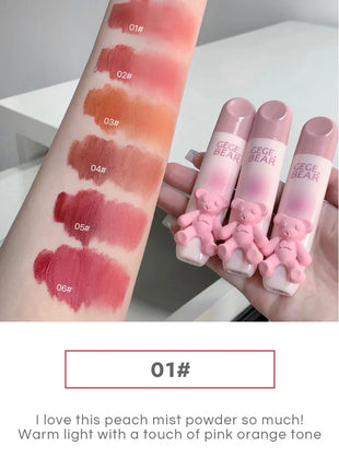 Gegebear Bear Lip Glaze Matte Velvet Lipstick Long-lasting Whitening Lip Cream Lip Mud - Riparo82