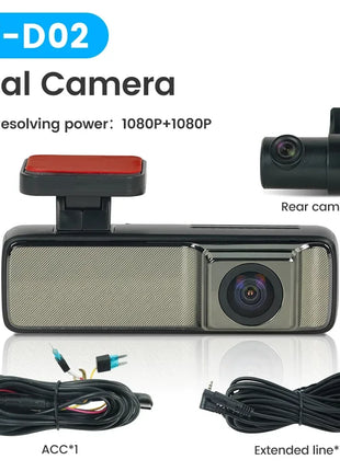 HD Dash Cam 1080P Car Recorder Dual Camera Vehicle Drive Auto Video DVR Android Wifi Smart Connect USB 24H Parking Monitoring - Riparo82