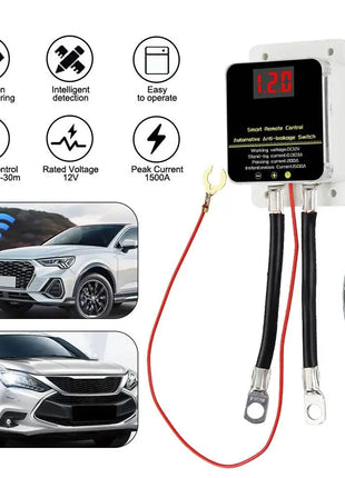 12V Car Battery Cutoff Switch Wireless Remote Control Disconnect Battery Relay With Led Display Leakage Protection Universal - Riparo82