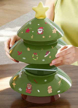 3 strati Natale Creativo Forma dell'albero di Natale Caramelle Snack Noci Frutta secca Piatto di plastica Snack Piatti Ciotola Vassoio per la colazione a h - riparo82