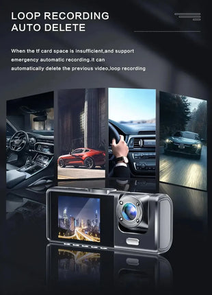 3 Channel Car DVR HD 1080P 2/3-Lens Inside Vehicle Dash CamThree Way Camera DVRs Recorder Video Registrator Dashcam Camcorder - Riparo82