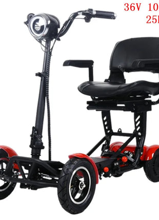 Foldable Mobility Scooter 4 Wheels For Old People Elderly Dual Motor 500W Folding Electric Scooter With Big Seat Blue Red White - Riparo82