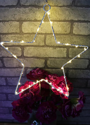 1 stringa di luci a stella a cinque punte, luci a stella a LED, luci a stella decorative con 8 modalità di illuminazione/decorazioni natalizie con timer