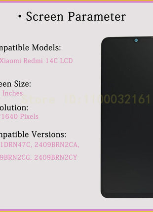 IPS Per Xiaomi Redmi 14C Display LCD 2409BRN2CA 2411DRN47C Touch Screen Digitizer Per Redmi 14C Display 2409BRN2CY Sostituzione - riparo82