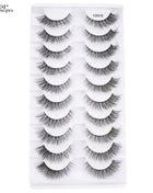 10 Pairs Faux Mink Eyelashes Handmade Natural False Eyelashes Soft Cross Messy Eye 3D Curly Eyelashes Extension Makeup Tools - Riparo82