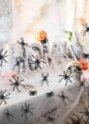 4.5x5cm Artificial Plastic Spiders Mini spider Black Fake Spiders Halloween Prank Props for Halloween DIY Party Decoration - Riparo82