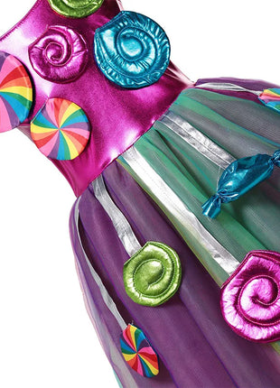 Costume da lecca-lecca arcobaleno per ragazze Abito da principessa Purim Festival Candy Vestido Fantasia Carnevale Compleanno Bambini Fantasia Ali Outfit