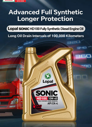 Lopal SONIC HD100 10W-40 CK-4 4L * 1 Bottiglie Olio Motore Auto 4L Lubrificante Olio Motore Sintetico Completo per Auto Protezione Avanzata