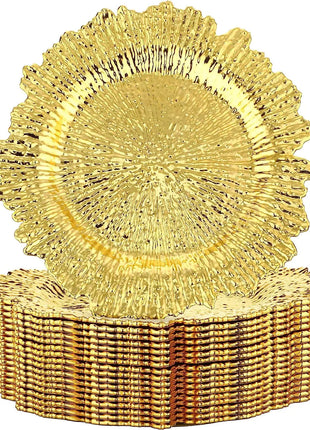 150/300pc Piatti caricabatterie rotondi Centrotavola Piatto di presentazione in plastica Set Decorazioni per la tavola Matrimoni Banchetti Natale - riparo82