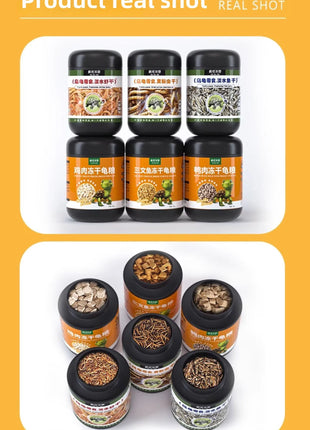 FKSC Turtle Food Mix - Freeze-Dried Shrimp/Mealworm/Fish & Chicken - Protein Rich Treat for Red-Ear Sliders & Aquatic Turtles - Riparo82