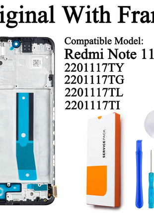 2201117 TG 2201117 SG Premium Lcd per Xiaomi Redmi Note 11 Display Touch Screen Digitizer Pannello di montaggio per Redmi Note 11S LCD - riparo82