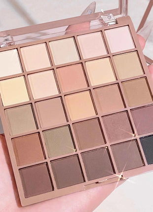 Eyeshadow palette in 25 colors, matte brown nude multi-color eyeshadow, high color rendering, waterproof and sweatproof, daily e