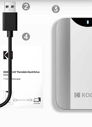 KODAK P230 HDD portatile da 2,5 pollici Disco rigido esterno da 1 TB Disco rigido esterno da 5 Gbps HDD per PS4/PS5/Laptop Desktop