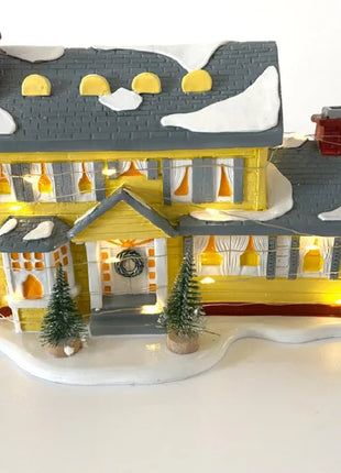 Casa natalizia in resina luminosa Casa per auto di Babbo Natale Decorazione per garage per le vacanze rurali Decorazione per il desktop Statua Regalo di Natale