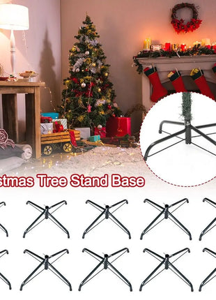 Base per supporto per albero di Natale in metallo resistente Robusto supporto per albero di Natale rotante Base per albero di Natale artificiale Accessorio per albero di Natale - riparo82