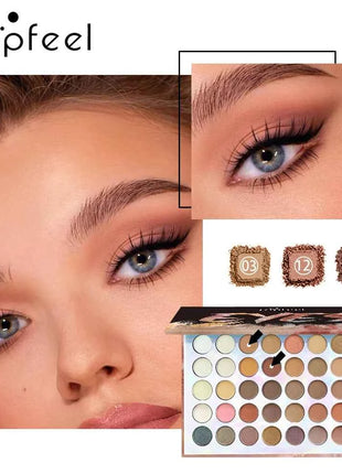 POPFEEL 40-Color Earth Tone Eyeshadow Palette - Matte, Shimmer, and Contour Makeup for Vibrant and Long-Lasting Eye Look.