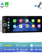 Hikity 2+64G Carplay Android 1din Car Radio Android Auto Stereo 6.86