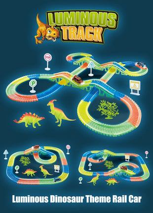 Luminoso Dinosaur Track AssemblyLittle Car Emit Light Mountain Road RailKids Puzzle giocattolo giocoso ragazzi regalo di compleanno di natale - riparo82