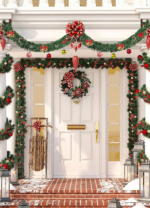 Decorazione ghirlanda natalizia da 10 m, pino artificiale, non illuminato, morbido, verde, per le vacanze, per la decorazione della festa nuziale di Natale al coperto - riparo82