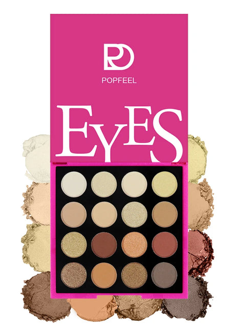 POPFEEL 16 Color Eyeshadow Palette – Matte, Shimmer & Glitter Shades in Earthy Tones and Rainbow Hues for Vibrant Stage Makeup - Riparo82