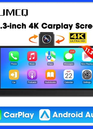 11.3 inch 4K Car DVR Wireless Carplay Android Auto Upgrade 360° Rotating Camera Dash Cam Video Recorder GPS Navigation Dashboard - Riparo82