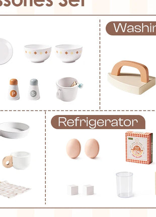 Robotime Cucina da gioco in legno Set da gioco da cucina per bambini Lavatrice Lavastoviglie Set da gioco da cucina per bambini Regalo per ragazzi e ragazze Caramello - riparo82