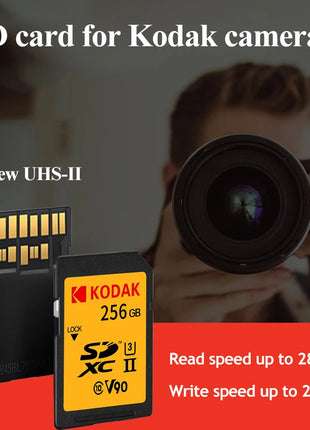 Scheda SD per fotocamera Kodak ad alta velocità 280 Mb/s V60 V90 U3 64 GB 128 GB 256 GB 1T Scheda di memoria per Canon per fotocamera Sony Supporto video 4K 8K