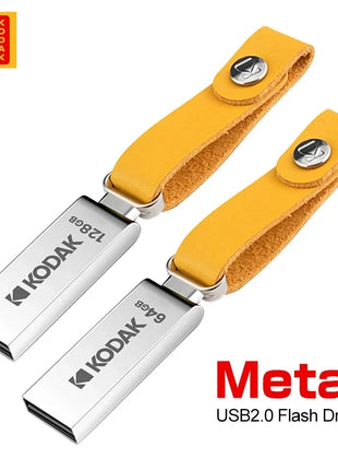 Chiavetta USB 2.0 KODAK 128 GB 64 GB Pendrive 32 GB Chiavetta di memoria in metallo con cinturino in pelle Penna Chiavetta USB per Micro PC