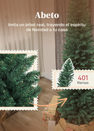 Albero di Natale stretto con rami Supporto in metallo facile da montare per interni verdi