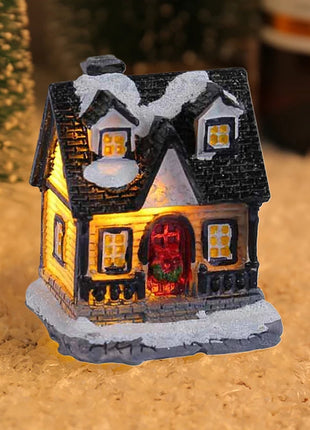 {Summer2}Mini LED Villaggio di Natale Artigianato in resina Edifici di case di neve Luce a LED Decorazione per interni domestici fai da te Regali di Natale