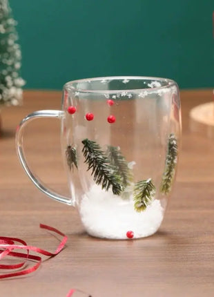 Tazze di vetro a doppia parete natalizie da 250/350 ml Set di 2 tazze per caffè espresso resistenti al calore Bevande al latte Tazze da caffè per regali di festa - riparo82