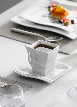 MALACASA FLORA 30/60 pezzi Set di stoviglie in porcellana di marmo con 12 * piatto per la cena, piatto da Dessert, piatto da minestra, tazze e piattini Set di piatti piatti ceramica set - riparo82