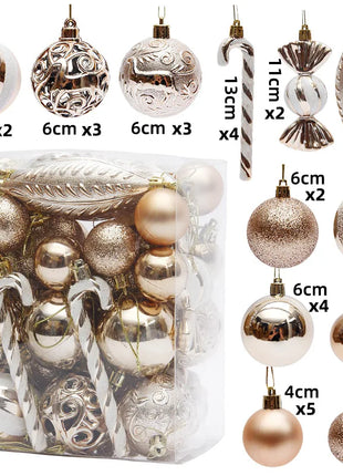 29/36/40 pezzi palla di Natale argento rosso albero di Natale pendenti appesi stampati sfere di Natale in oro a forma speciale 2024 nuovo - riparo82