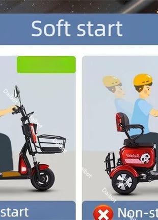 Mini Parent Child Electric Tricycle For Family With Foldable Child Seat 700W 48V 3 Wheels Electric Scooter For Adults Women - Riparo82
