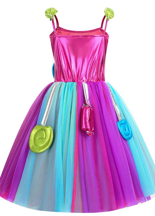 Costume da lecca-lecca arcobaleno per ragazze Abito da principessa Purim Festival Candy Vestido Fantasia Carnevale Compleanno Bambini Fantasia Ali Outfit