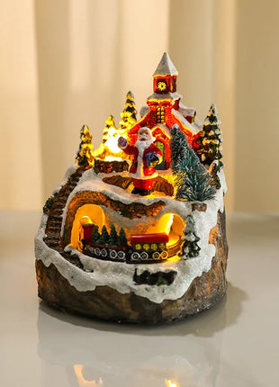 Natale nuova fontana casa luminosa casa di neve regalo di Natale rotante casa ornamenti da tavolo in resina artigianato decorativo