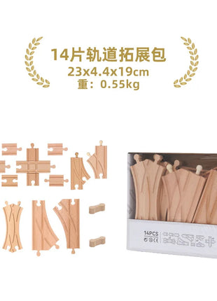 Set di binari ferroviari in legno Pacchetto di espansione Blocchi di costruzione fai-da-te Accessori Tracce adatte per binari in legno Biro Giocattoli educativi per bambini - riparo82