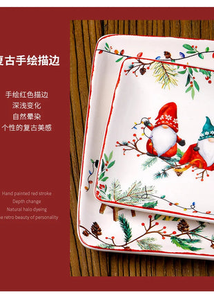 Set di stoviglie in ceramica serie Goblin Piatto da pranzo grande Vassoio rettangolare Stoviglie natalizie Piatti da bistecca Piatti da dessert Ciotola Tazza Tazza - riparo82