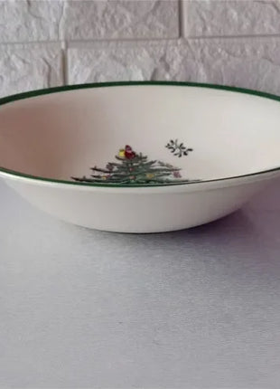 Classic Green Edge Series Christmas Set Size Plate Square Plate Size Bowl Fish Dish Coffee Set - riparo82