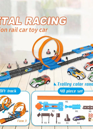 Hot Stunt Speed Car Wheels Modello Pista da corsa Kit ferroviari assemblati fai-da-te Catapulta Rail Car Racing Boy Giocattoli per bambini Regalo - riparo82