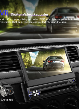 Hikity Carplay 4+64G Android 1Din Car Multimedia Player Retractable Screen GPS Navigation WIFI Bluetooth 1din autoradio No DVD - Riparo82