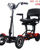 Foldable Mobility Scooter 4 Wheels For Old People Elderly Dual Motor 500W Folding Electric Scooter With Big Seat Blue Red White